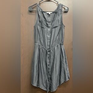 American Eagle Shirt Dress Women’s Silver Gray Sleeveless ButtonUp Tasseled